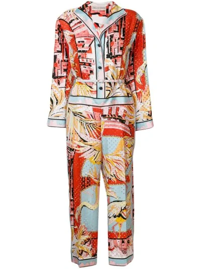 Emilio Pucci Printed Eyelet-embellished Jumpsuit In Multicolour
