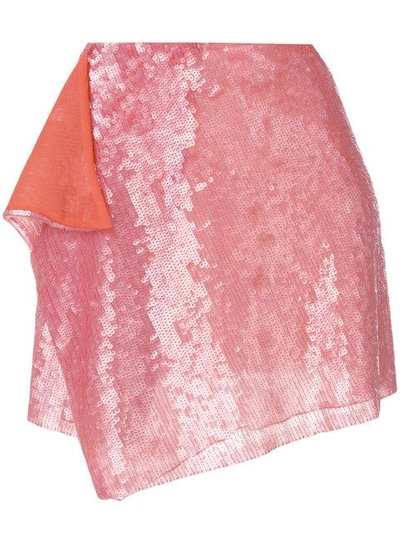 Alberta Ferretti Asymmetric Sequins Skirt In Pink