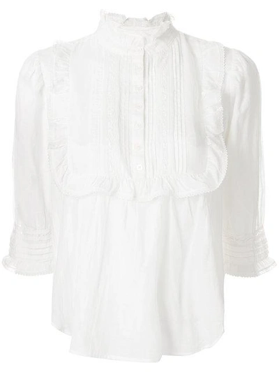 Zadig & Voltaire Tix Frilled-detail Cotton-blend Blouse In White