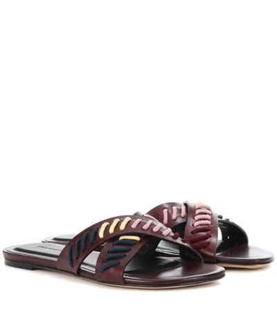Isabel Marant Jansee Leather Slides In Red