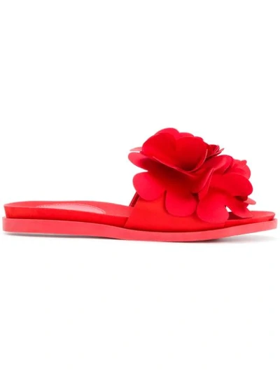 Simone Rocha Flower Embellished Slides In Red