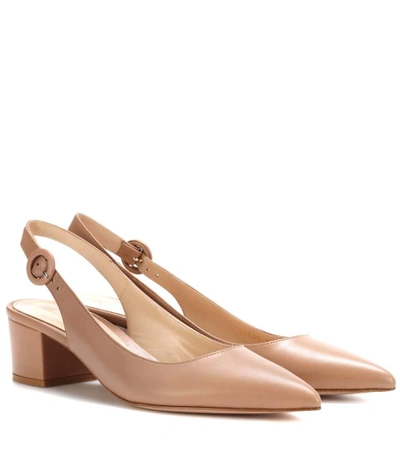 Gianvito Rossi Amee Leather Slingback Pumps In Beige