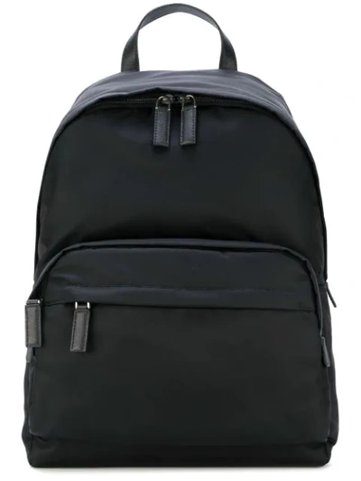 Prada Zip-pocket Leather-trimmed Backpack In Black