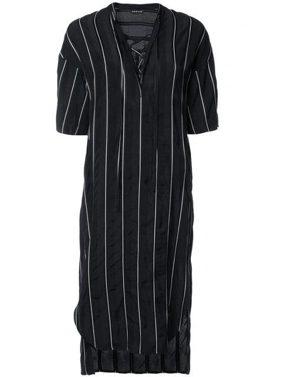 Demoo Parkchoonmoo Striped Short Sleeved Dress In Black