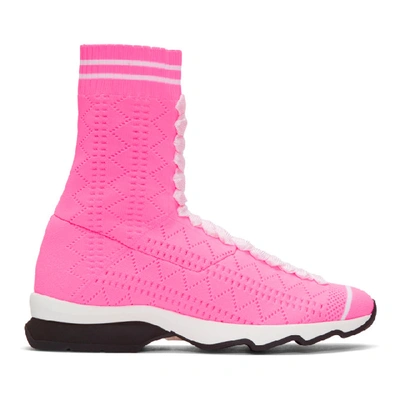 Fendi Runway Sock High Top Sneakers In F09g8 Fusch