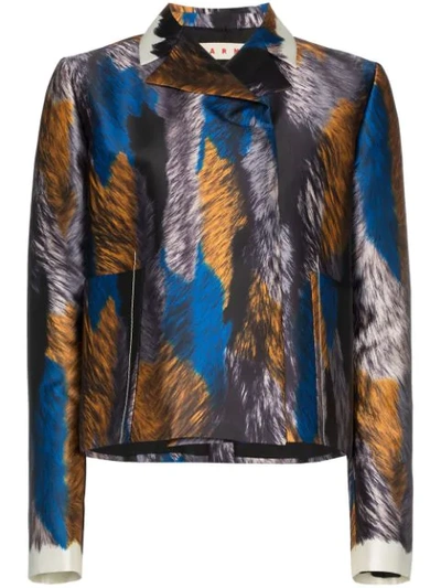 Marni Multicolor Fur-print Woven Jacket In Multicolour