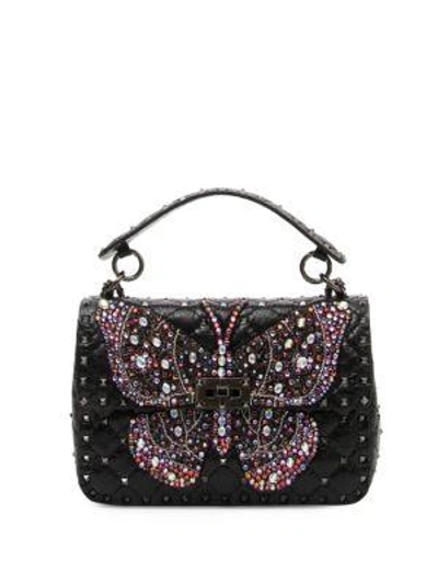 Valentino Garavani Rockstud Butterfly Shoulder Bag In Black