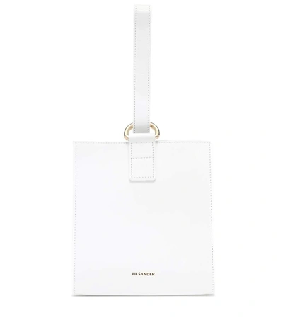 Jil Sander Black Leather Clutch Bag In White