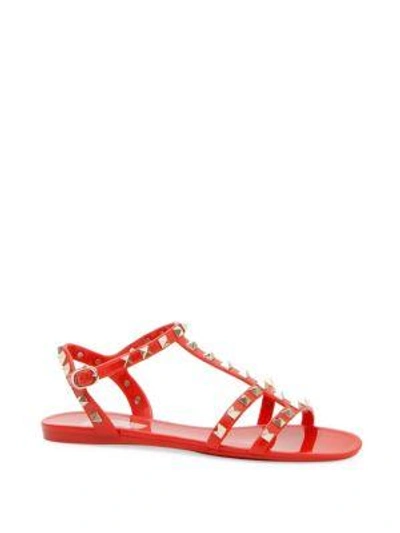 Valentino Garavani Rockstud Pvc Sandals In Red