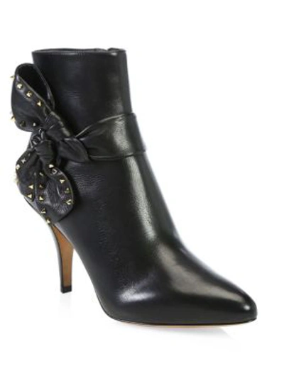 Valentino Garavani Leather Ankle Booties With Side Bow In Black