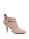 Valentino Garavani Studded Side Bow Ankle Boots In Poudre
