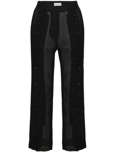 Beau Souci Sheer Virgin Wool Blend Cropped Trousers In Black