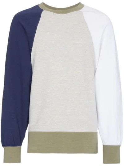 Visvim Contrasting Sleeve Cotton Sweatshirt In Grey