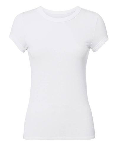 Enza Costa Cap Sleeve Rib White T-shirt