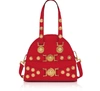 Versace Red And Gold Small Tribute Satchel Bag