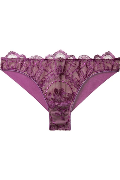 Id Sarrieri Coup De Foudre Chantilly Lace And Tulle Briefs In Violet