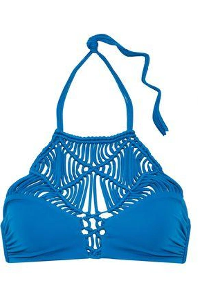 Mikoh Macramé Halterneck Bikini Top In Blue