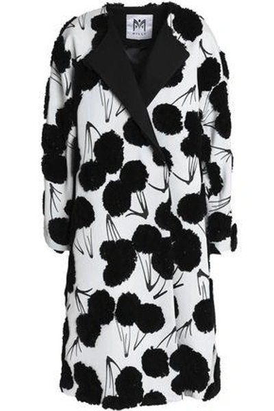 Milly Woman Double-breasted Fil Coupé Jacquard Coat Off-white