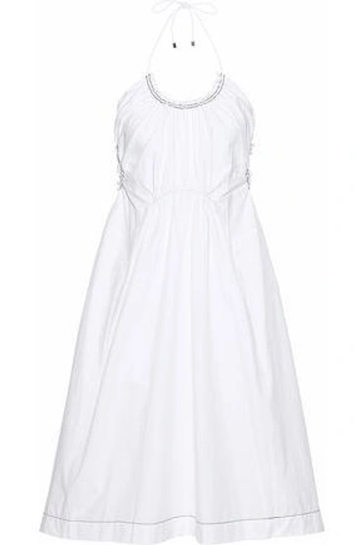 3.1 Phillip Lim / フィリップ リム Woman Gathered Cotton-poplin Halterneck Dress White