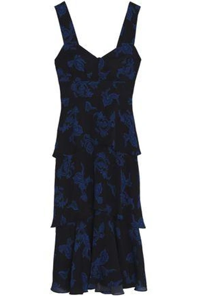 A.l.c Woman Tiered Printed Silk-crepe Dress Black