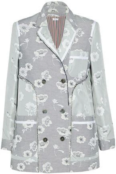 Thom Browne Woman Paneled Silk Floral-jacquard Jacket Light Gray