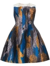 Marni Feather Print Fit-and-flare Dress In Blue