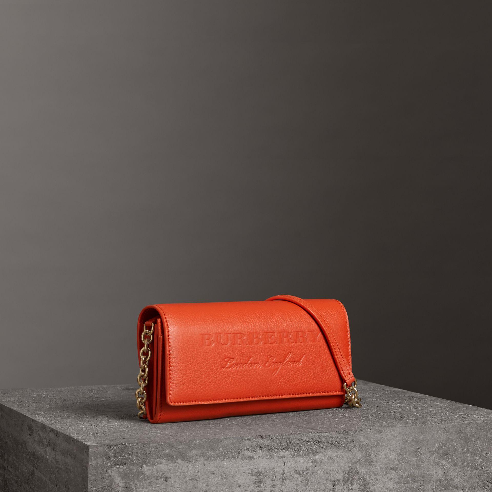 burberry embossed leather wallet with chain