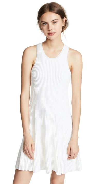 Theory Clean Cotton Ottoman Knit Knee-length Tank Dress In Shell White