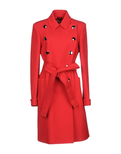 Michael Kors Double Breasted Pea Coat In Red