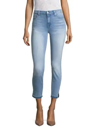 7 For All Mankind High-waist Ankle-skinny Jeans W/ Side Hem Splits In Mirage