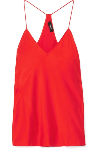 Theory Vintage Draped Back Slip Camisole Top In Fiery Red