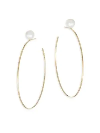 Mizuki 14k Large Pearl Hoop Earrings In Yellow Gold