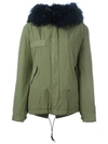 Mr & Mrs Italy Rabbit And Raccoon Fur Lined Jacket In Green