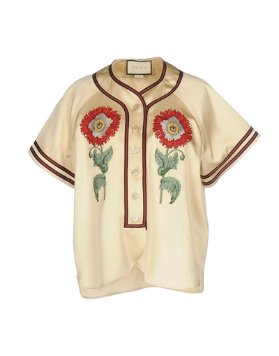 Gucci Solid Color Shirts & Blouses In Beige