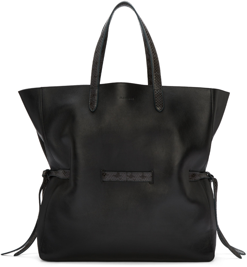 Jil Sander Black Lace Shopper Tote Bag | ModeSens