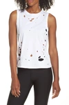 Alo Yoga Harley Distressed Muscle Tank Top In White
