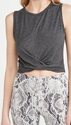 Alo Yoga Cover Cropped Draped Stretch-jersey Tank In Grey