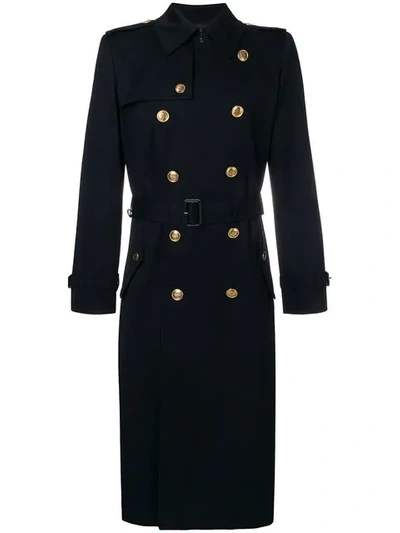 Givenchy Double-breasted Trench Coat In Blue