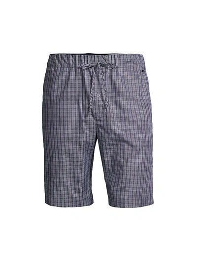 Hanro Cotton Check Pyjama Shorts In Grey Check