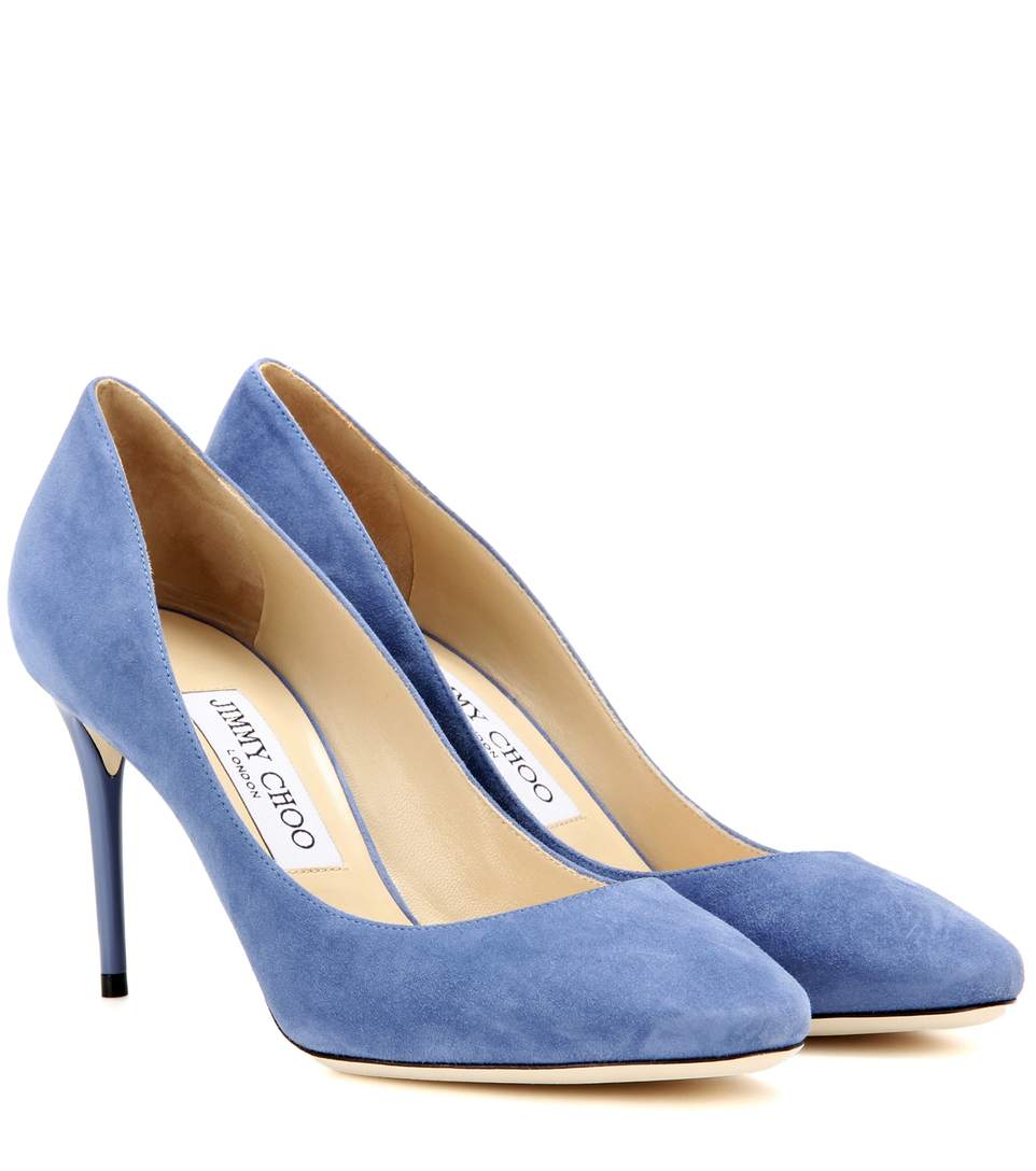 Jimmy Choo Esme 85 Suede Pumps In Violet Llue | ModeSens