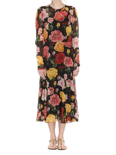 Dolce & Gabbana Multicoloured Floral Print Midy Dress In Multicolor