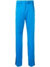 Msgm Silk Pants With Slits In Blue