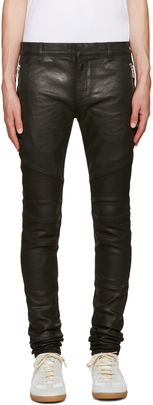 Balmain Black Coated Super Skinny Jeans | ModeSens