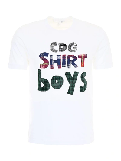 Comme Des Garçons Boys T-shirt With Patches In White+check|bianco