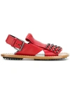 Marni Crystal Embellished Sandals In Red