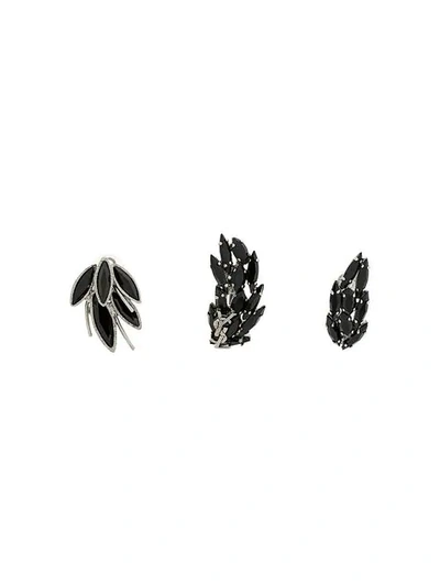 Saint Laurent Crystal Clip-on Earrings - Black
