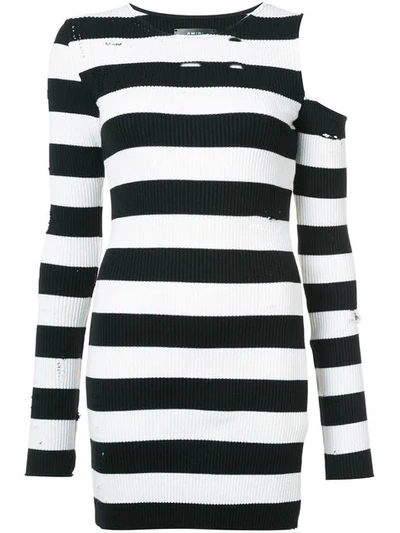 Amiri Distressed Striped Dress - Black