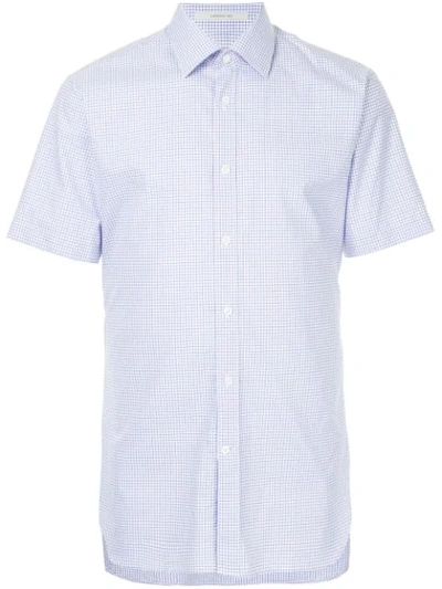 Gieves & Hawkes Checked Short-sleeves Shirt In Blue
