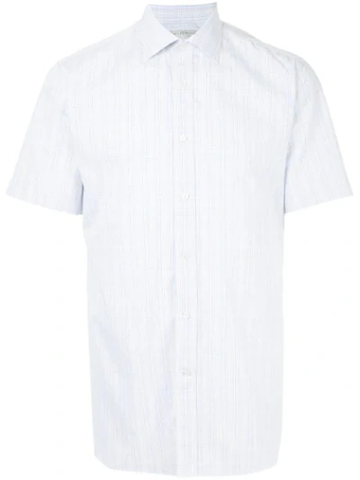 Gieves & Hawkes Short Sleeve Checked Shirt In White