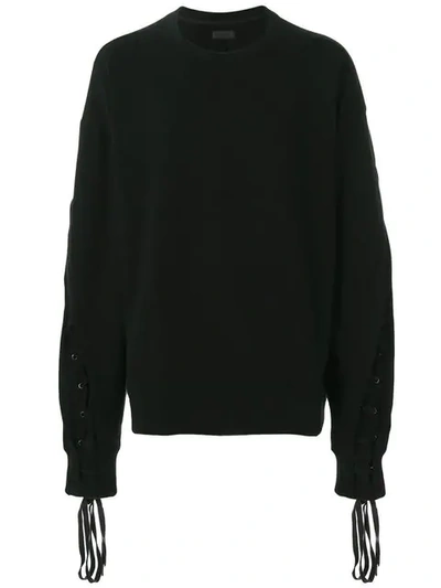 D.gnak By Kang.d Lace-up Sleeve Sweatshirt In Black